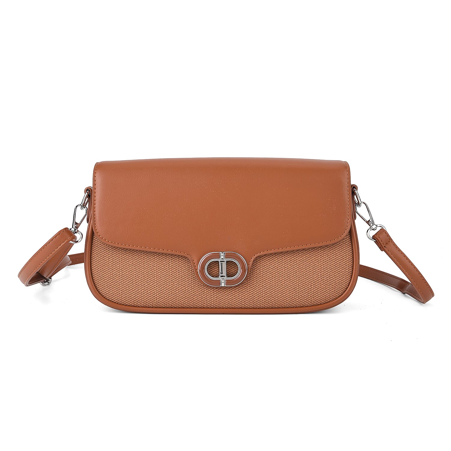 Designer Inspired - Convertible Dual-Strap Convertible Baguette Crossbody &amp; Shoulder Bag - Brown V32513551 6