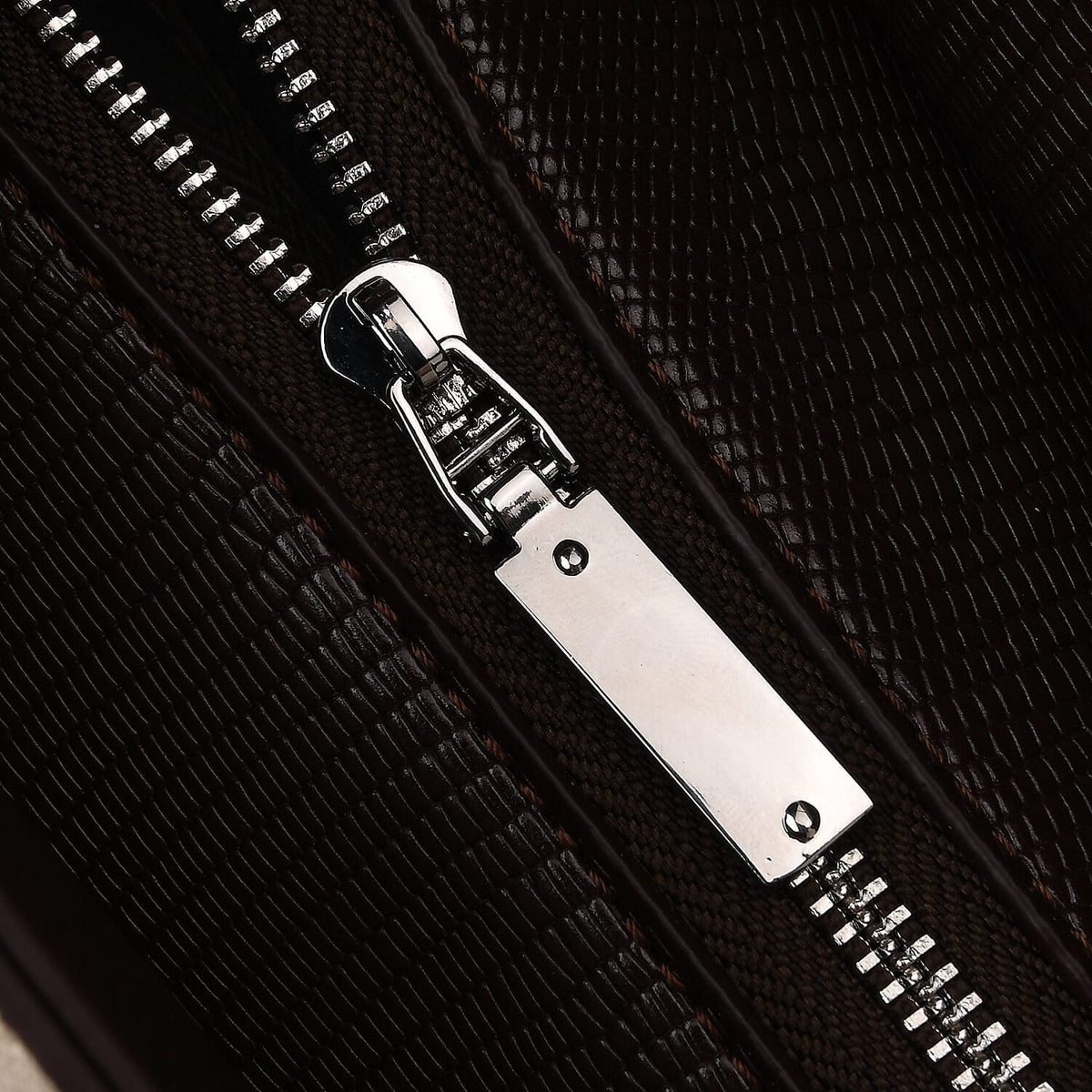 Elegant Herringbone Lined Satchel Handbag with Adjustable Strap - Dark Brown &amp; White. V32519684 7
