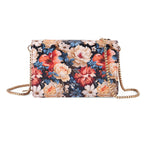 Designer-Inspired RFID-Protected Flower Print Shoulder Bag with a Magnetic Detachable Wallet - Chain Strap included - Tapestry Rose