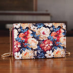 Designer-Inspired RFID-Protected Flower Print Shoulder Bag with a Magnetic Detachable Wallet - Chain Strap included - Tapestry Rose