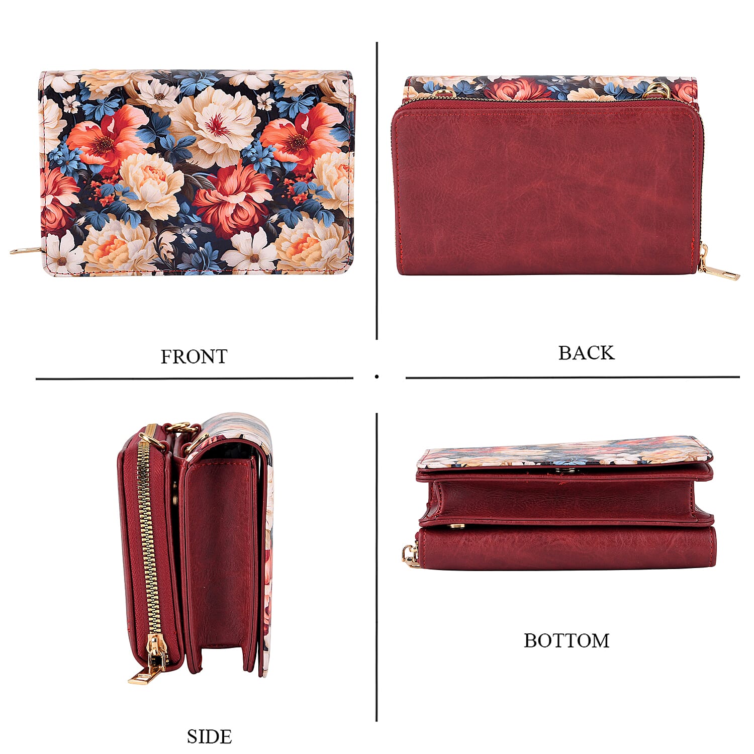 Designer-Inspired RFID-Protected Flower Print Shoulder Bag with a Magnetic Detachable Wallet - Chain Strap included - Tapestry Rose V32490993 5