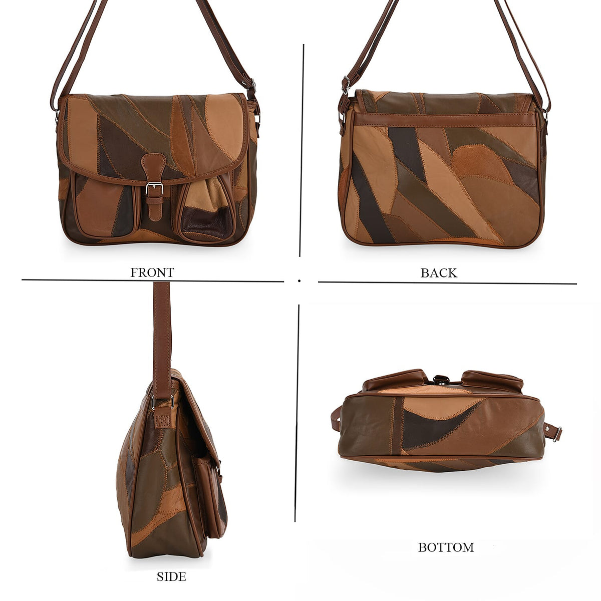 100% Leather Crossbody Bag with Adjustable Shoulder Strap - Camel 8099217 4