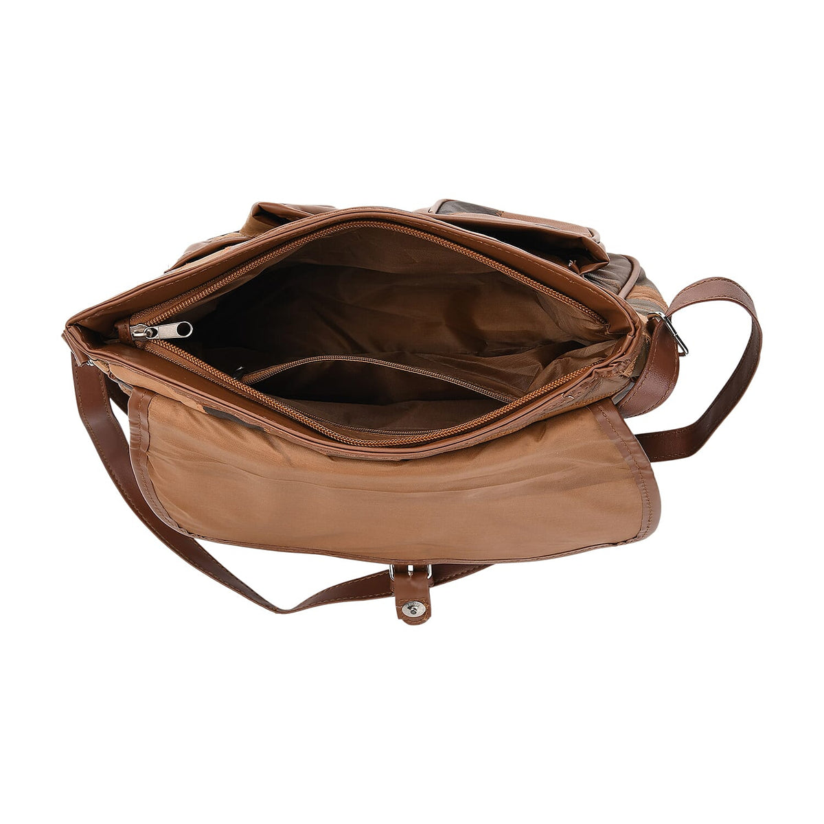 100% Leather Crossbody Bag with Adjustable Shoulder Strap - Camel 8099217 5