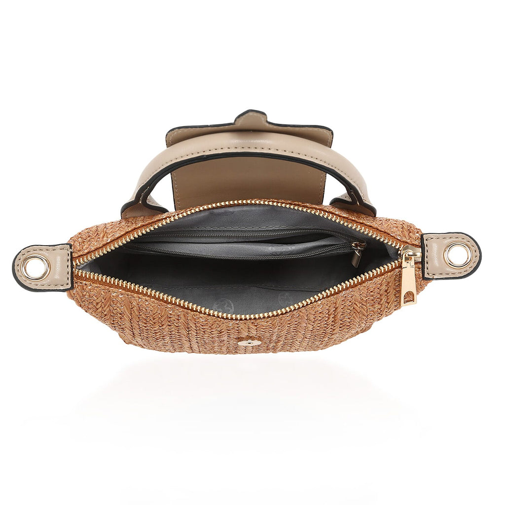 Crossbody Bag with Beige Accents - Camel
