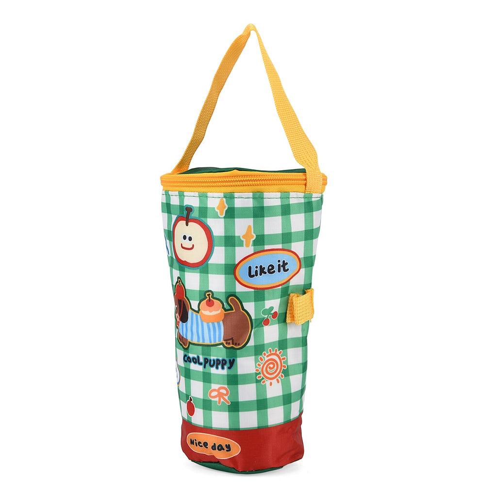 Cute Cartoon Print Insulated Tumbler Travel Mug Bag with Handle & Straw Hole - Multi Colour