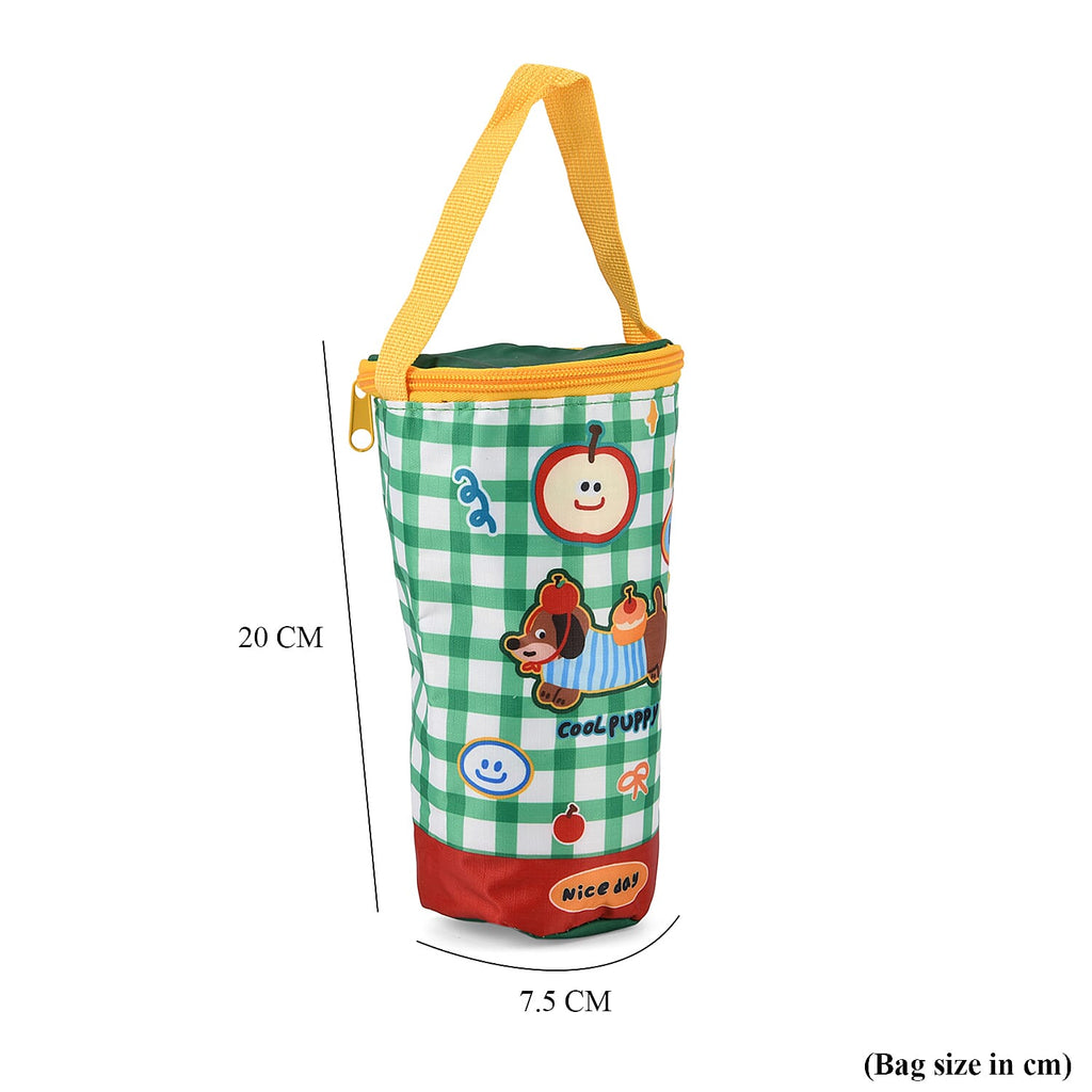 Cute Cartoon Print Insulated Tumbler Travel Mug Bag with Handle & Straw Hole - Multi Colour