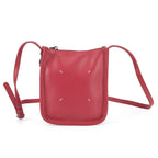 Genuine Leather Crossbody Bag - Fuchsia