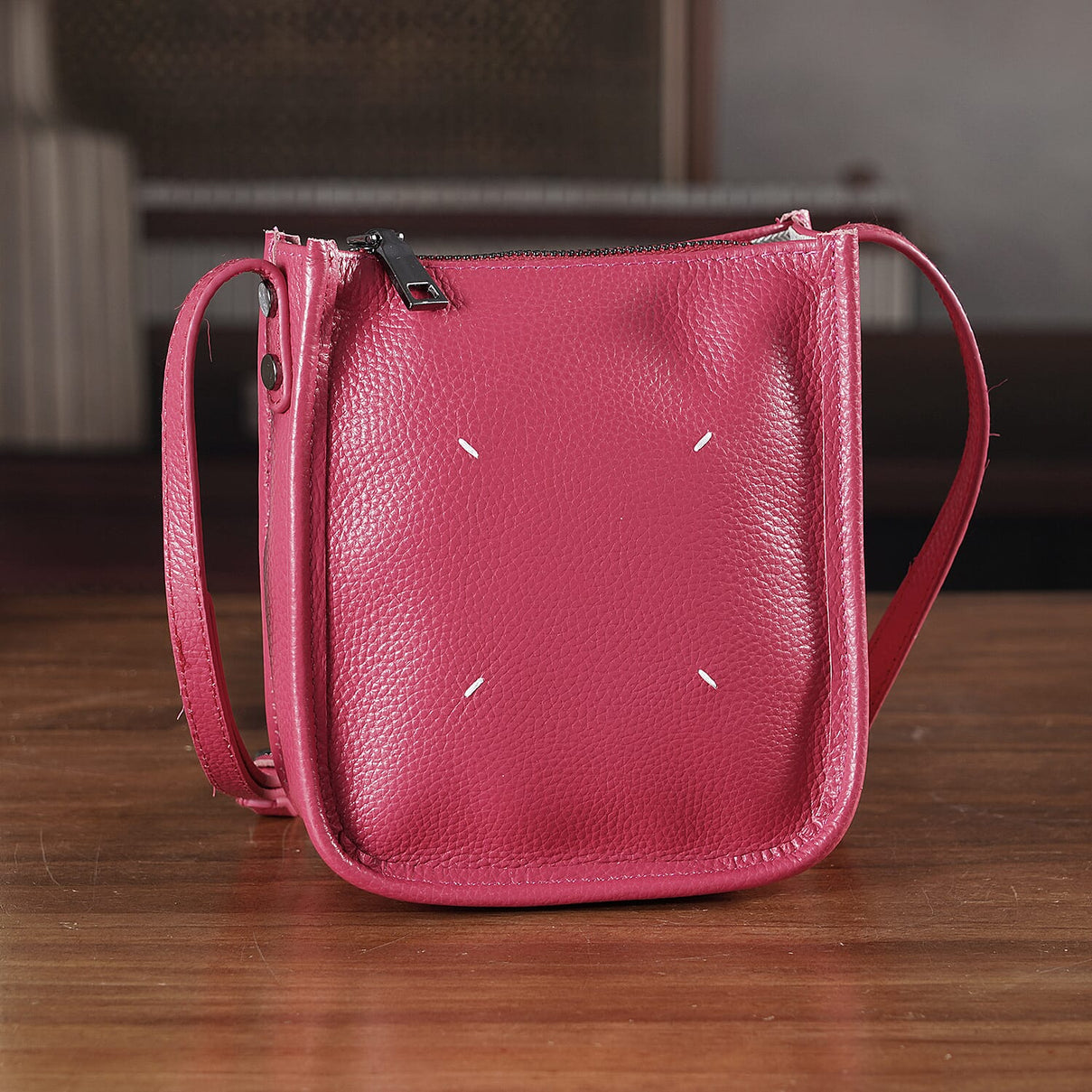 Genuine Leather Crossbody Bag - Fuchsia V32513559 2