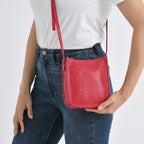 Genuine Leather Crossbody Bag - Fuchsia