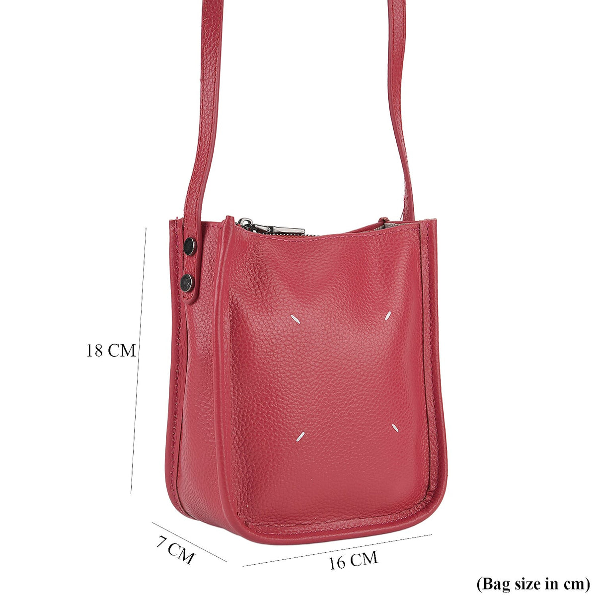 Genuine Leather Crossbody Bag - Fuchsia V32513559 8