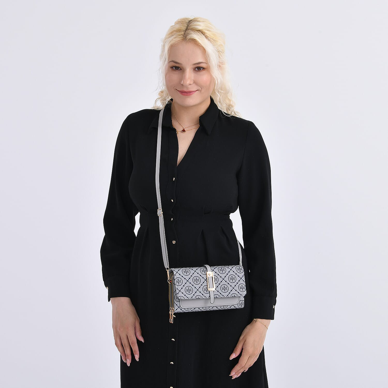 Monogram Pattern Crossbody Bag - Grey 8046688 2