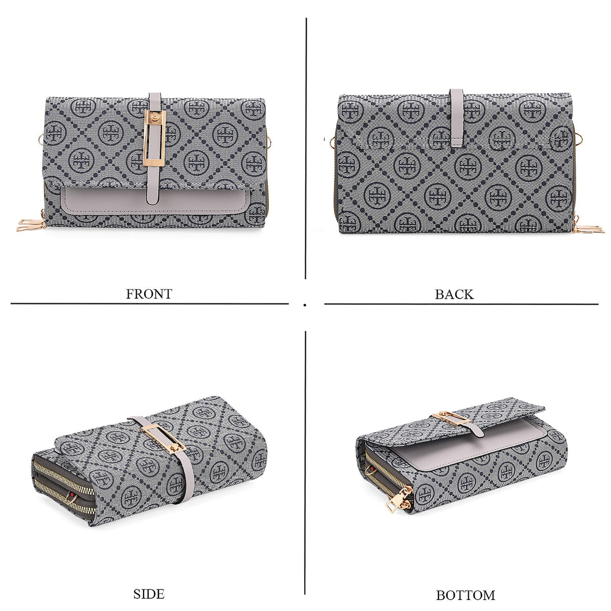 Monogram Pattern Crossbody Bag - Grey 8046688 4