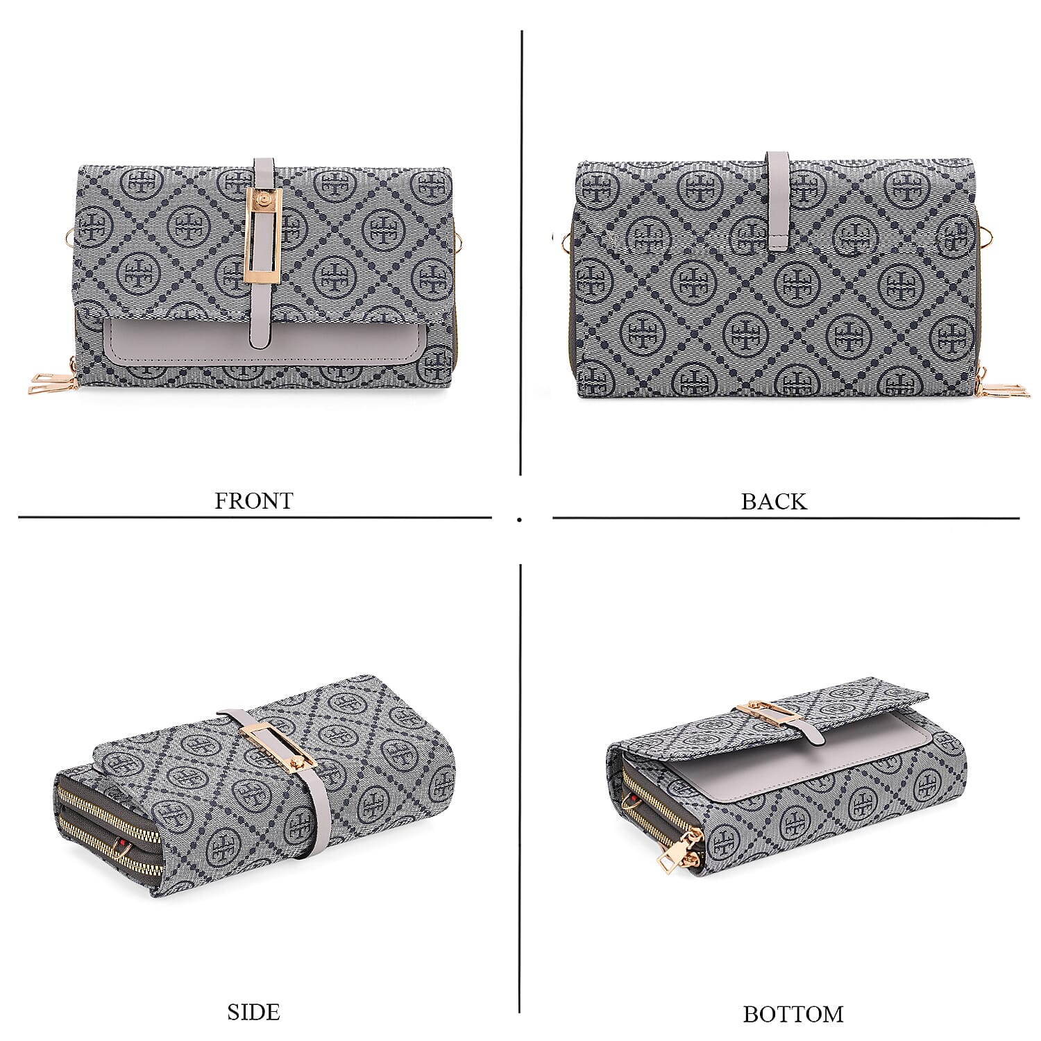 Monogram Pattern Crossbody Bag - Grey 8046688 4