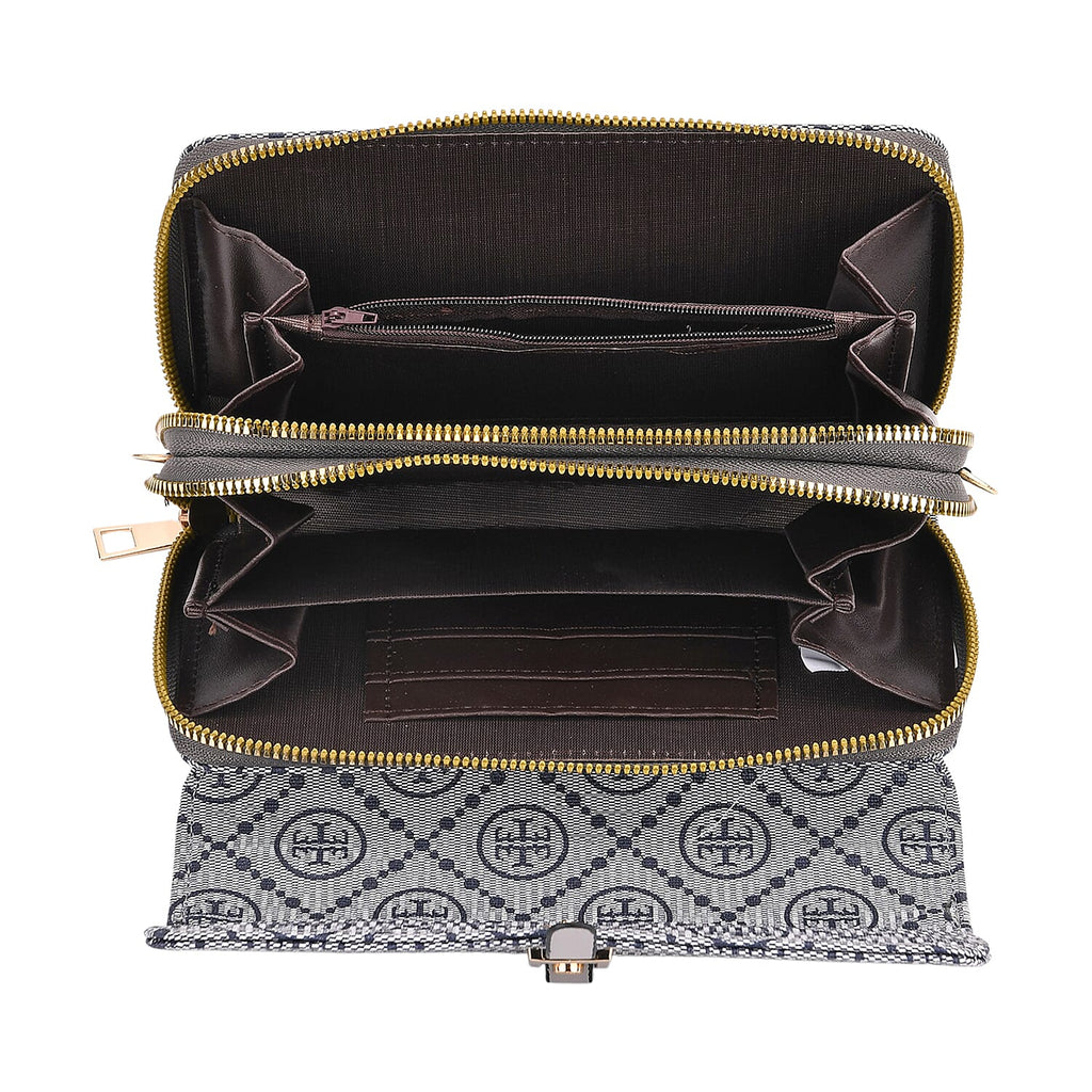 Monogram Pattern Crossbody Bag - Grey
