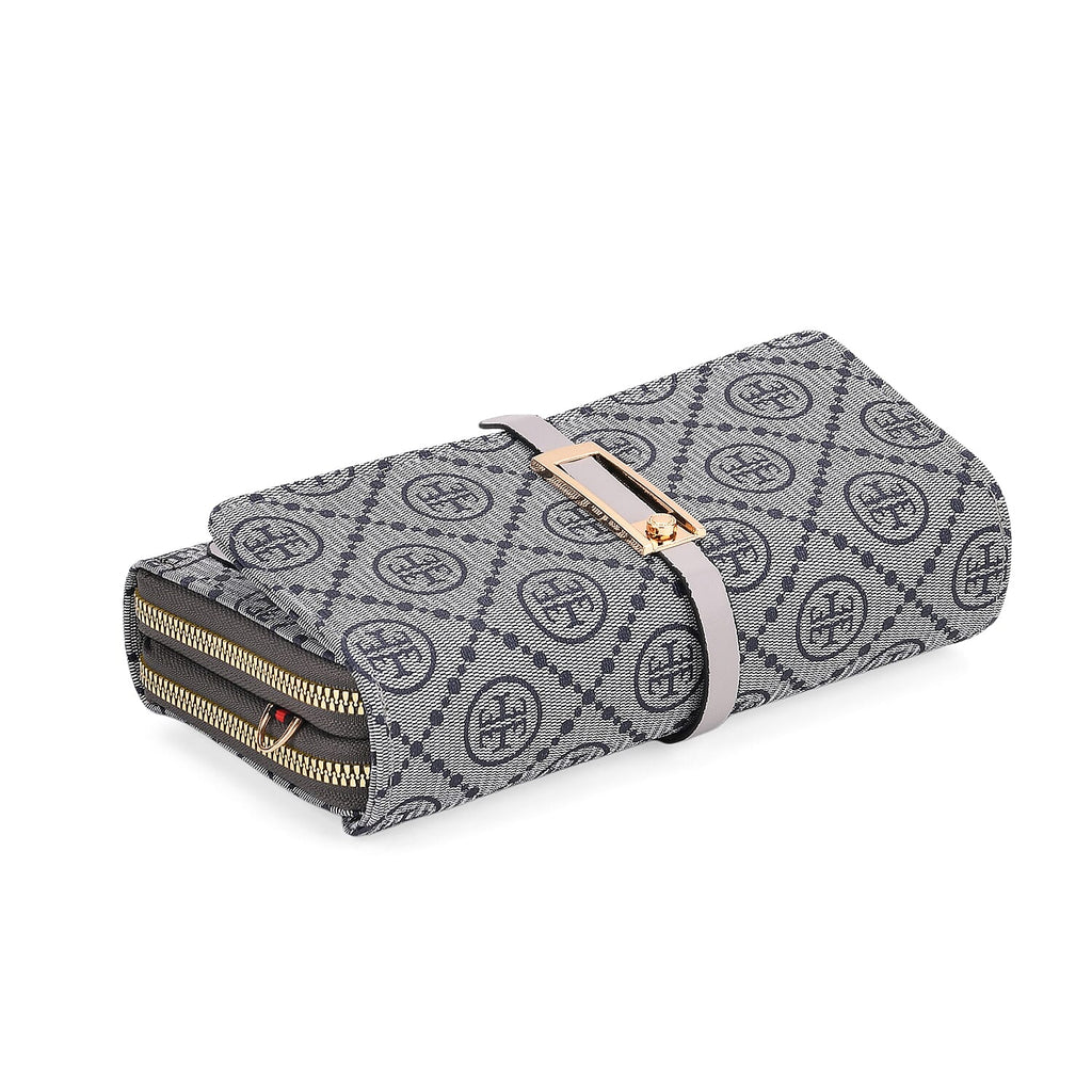 Monogram Pattern Crossbody Bag - Grey