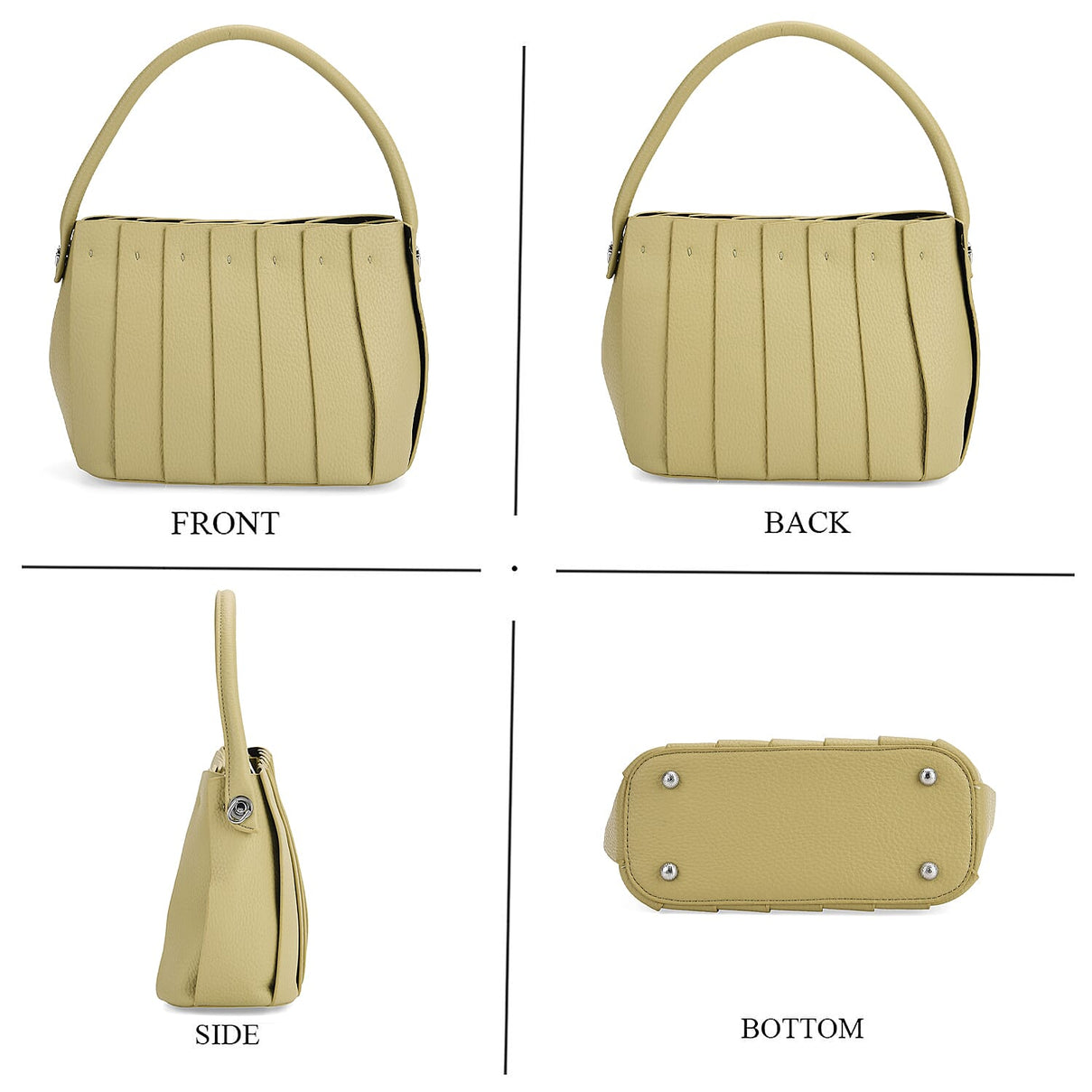Crossbody Bag with Pleated Design &amp; Top Handle - Green V32512921 4