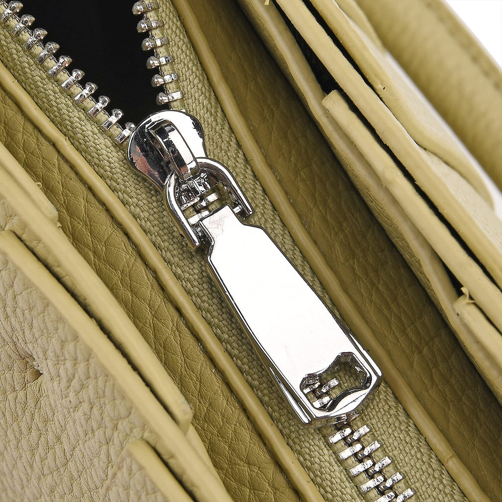 Crossbody Bag with Pleated Design & Top Handle - Green