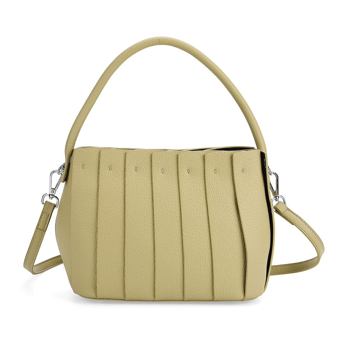 Crossbody Bag with Pleated Design &amp; Top Handle - Green V32352373 0
