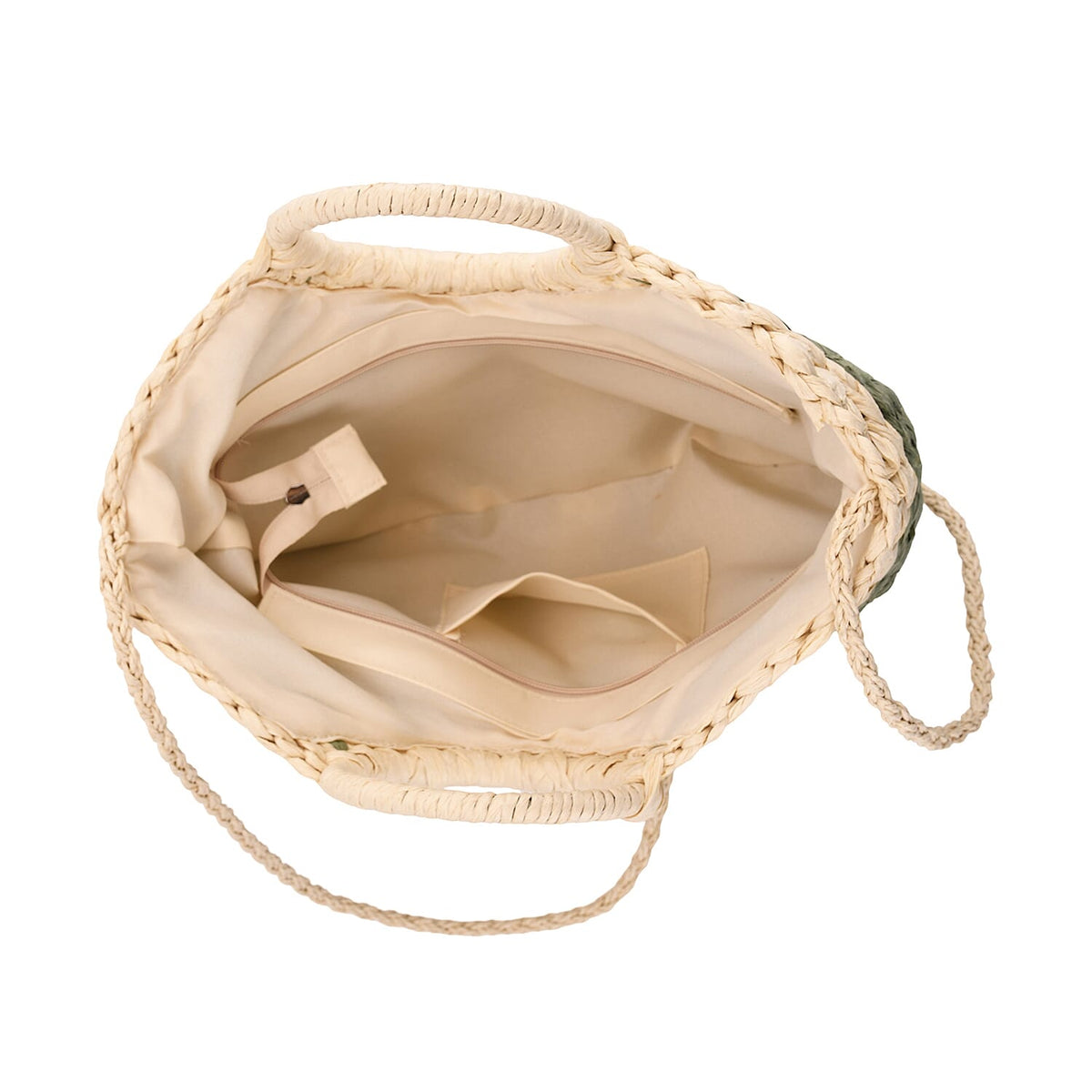 Retro Semi-circle Stripe Straw Beach Handbag - Green 8044569 5