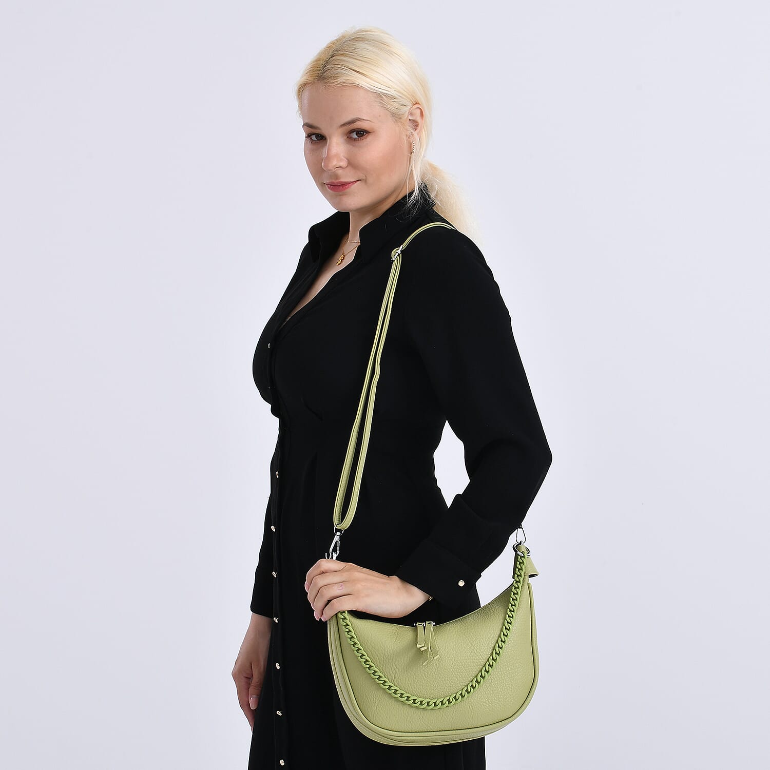 Casual Crescent Shoulder Bag - Green V32513843 2