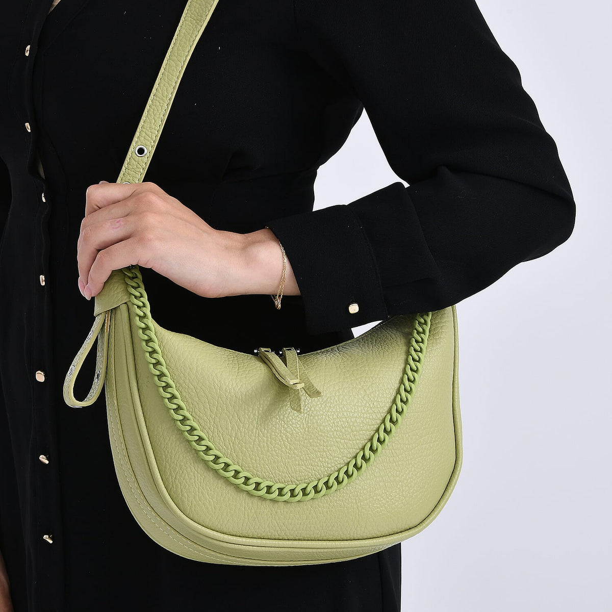 Casual Crescent Shoulder Bag - Green V32513843 3