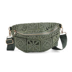 Crochet Crescent Sling Bag with Adjustable Strap - Green