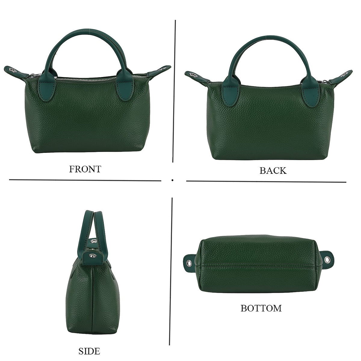 Designer Inspired Genuine Leather Mini Crossbody Bag Wth Top Handle (Size - One Size) - Green V32579865 5