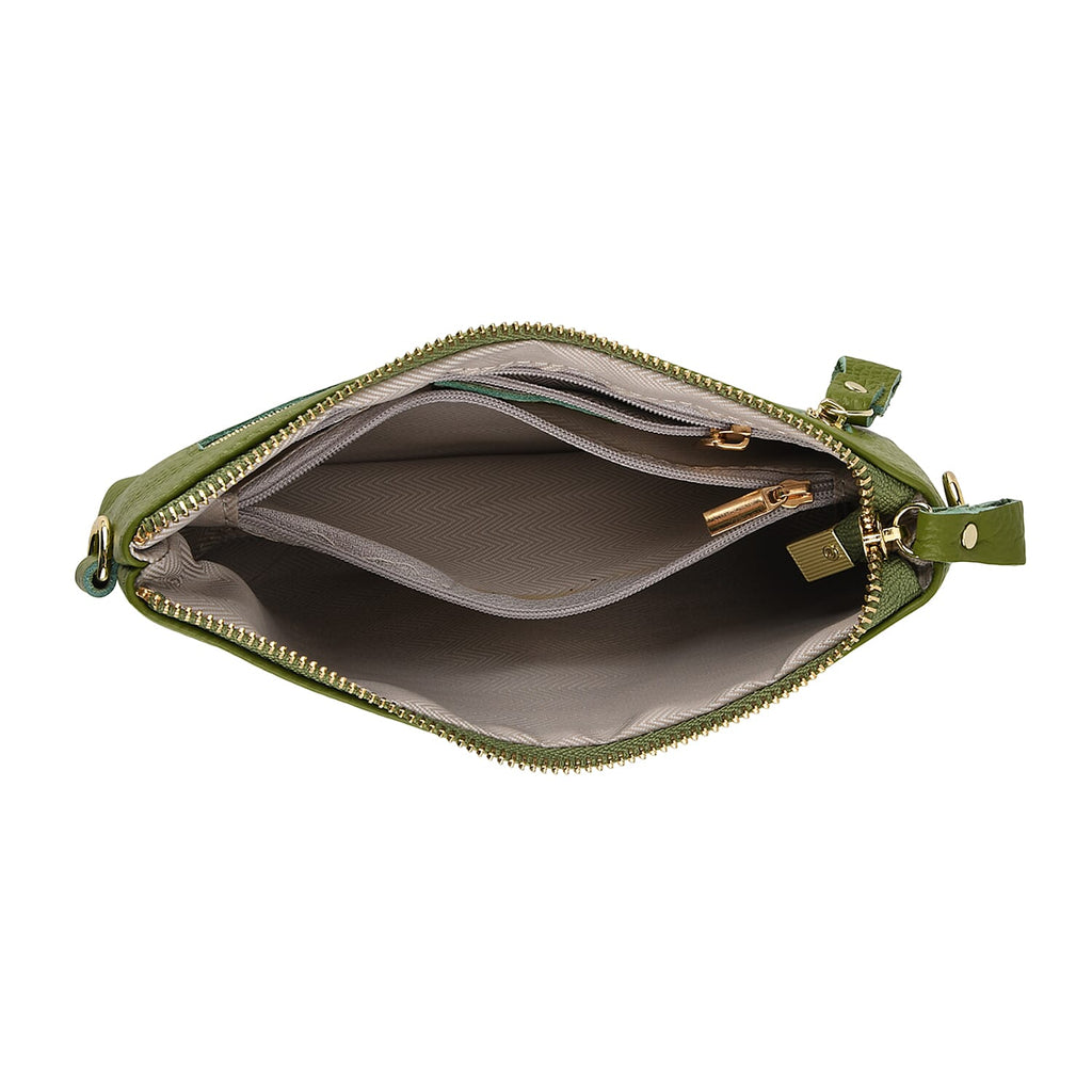 THE LUXURY TO OWN - Designer Inspired 100% Premium Genuine Leather Embossed Crossbody Bag - Green