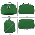 Genuine Leather Luxury Compact Cosmetic Travel Bag - Green