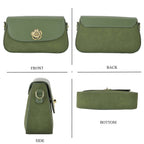 Designer Inspired - Convertible Clutch & Baguette Shoulder Bag with Chain Strap - Pine Green