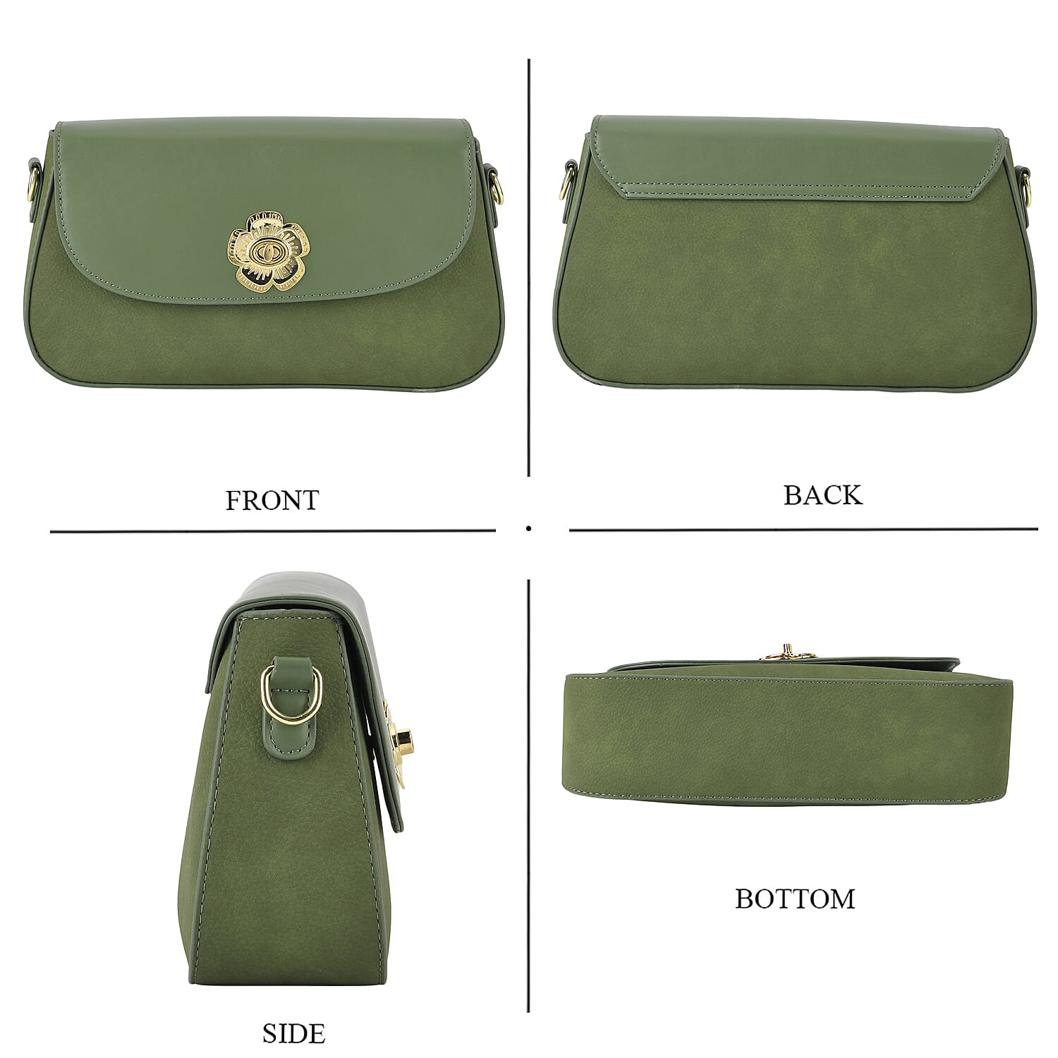 Designer Inspired - Convertible Clutch &amp; Baguette Shoulder Bag with Chain Strap - Pine Green V32537522 5