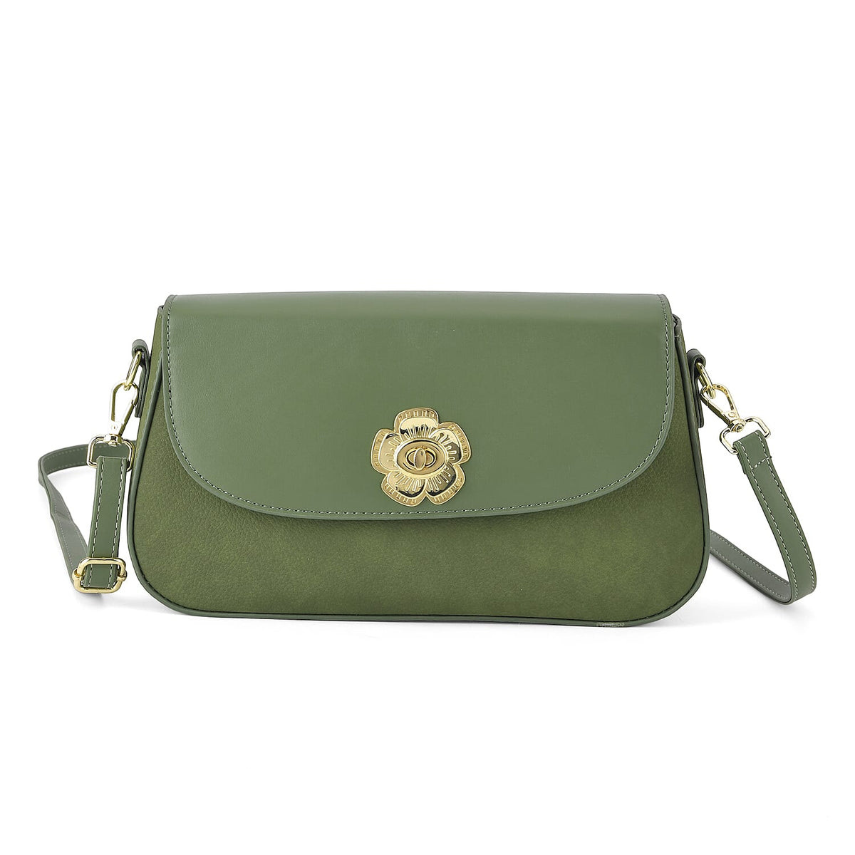 Designer Inspired - Convertible Clutch &amp; Baguette Shoulder Bag with Chain Strap - Pine Green V32537522 6