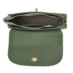Designer Inspired - Convertible Clutch & Baguette Shoulder Bag with Chain Strap - Pine Green