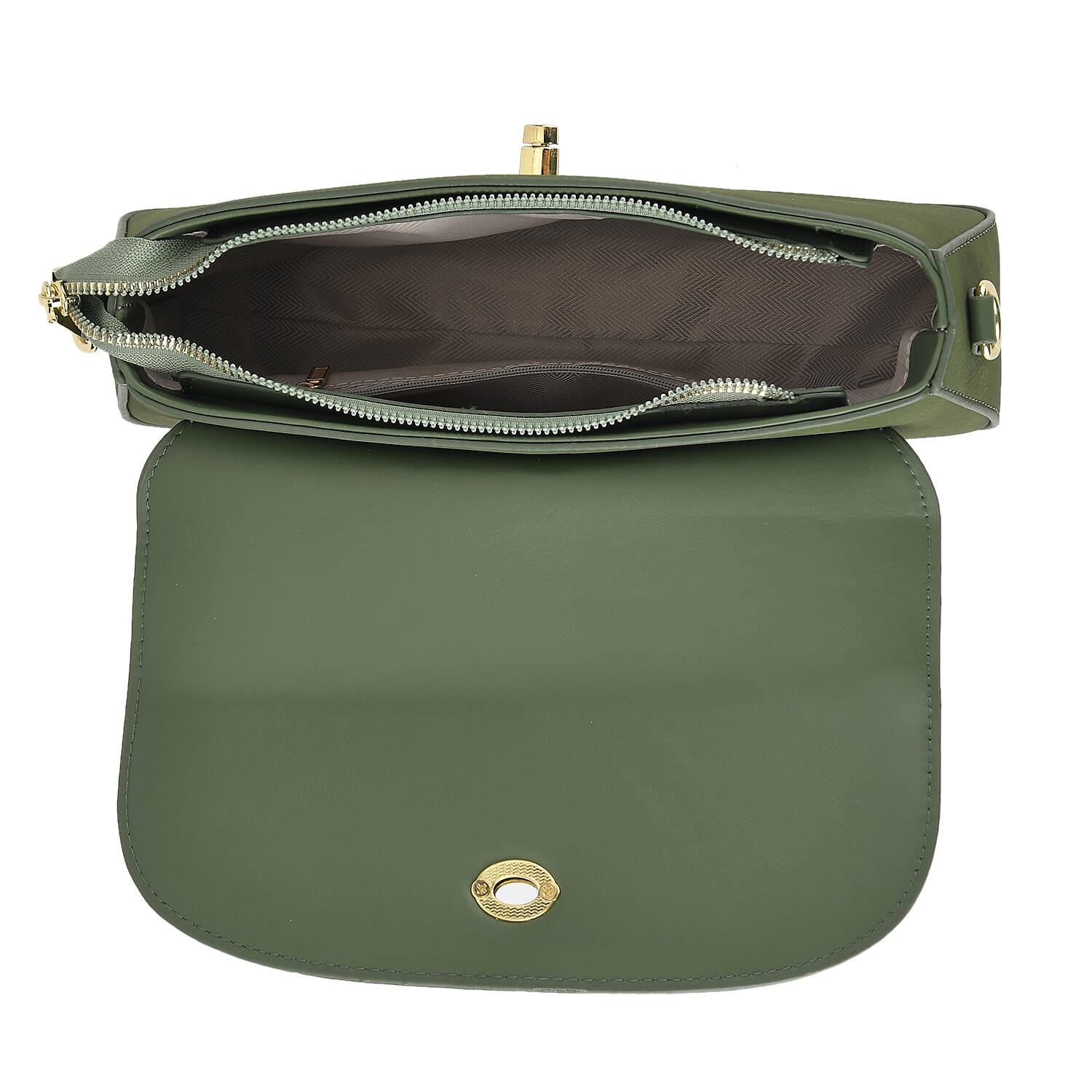 Designer Inspired - Convertible Clutch &amp; Baguette Shoulder Bag with Chain Strap - Pine Green V32537522 7