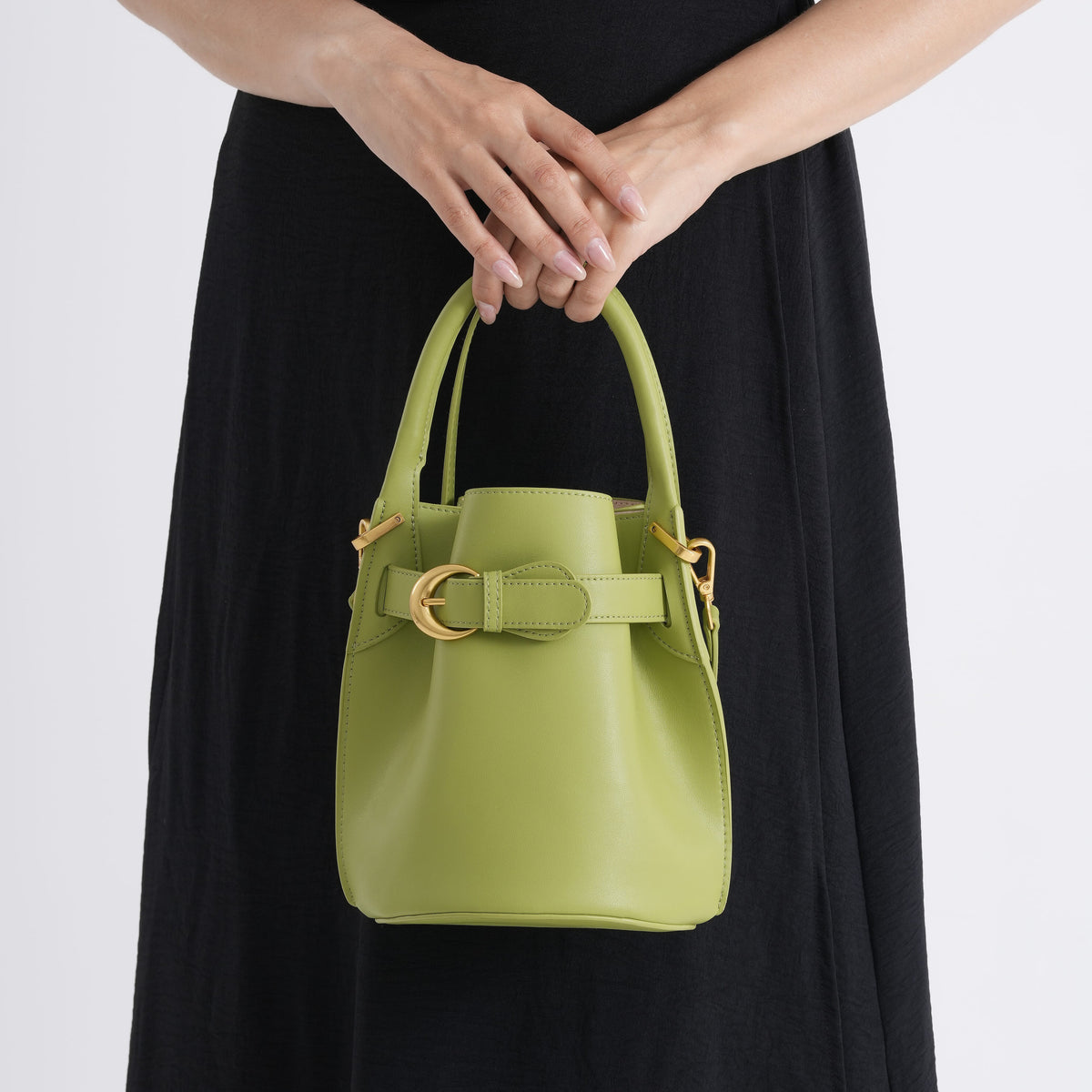 Designer Inspired Finest Italian Leather Bucket Bag with Internal Drawstring Pouch &amp; Shoulder Strap - Green 8479761 4