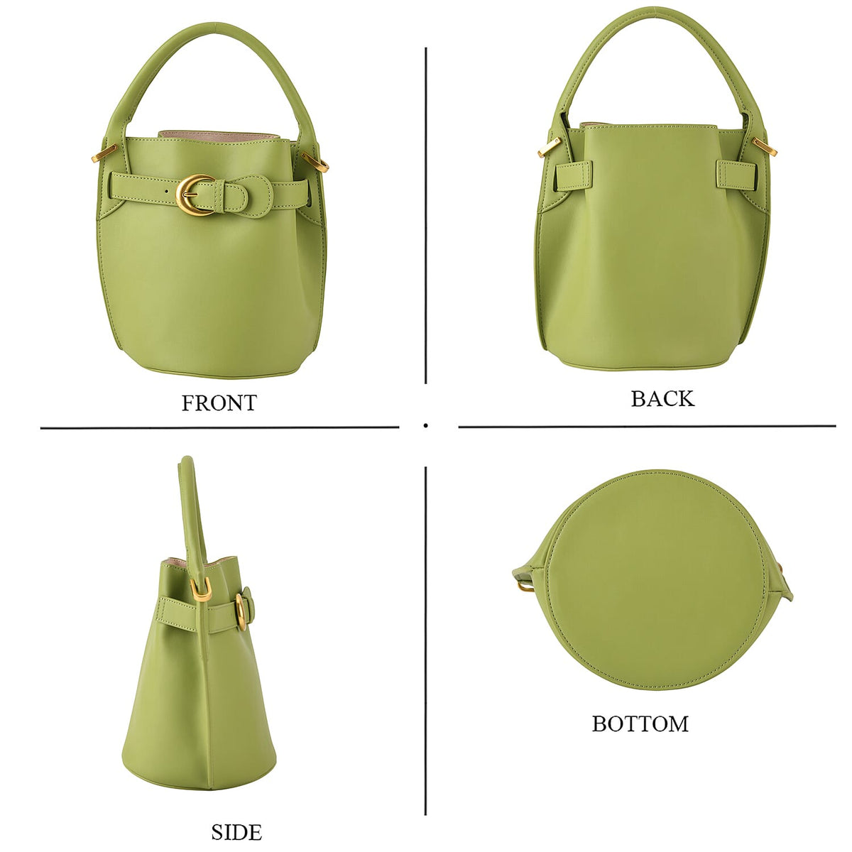 Designer Inspired Finest Italian Leather Bucket Bag with Internal Drawstring Pouch &amp; Shoulder Strap - Green 8479761 6