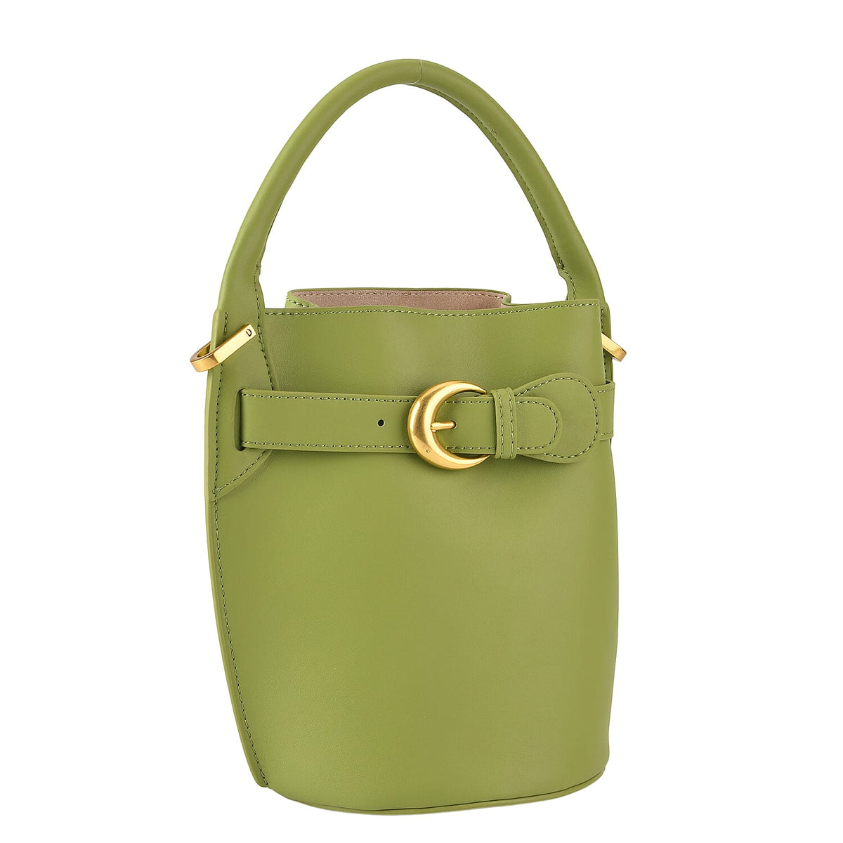Designer Inspired Finest Italian Leather Bucket Bag with Internal Drawstring Pouch &amp; Shoulder Strap - Green 8479761 7