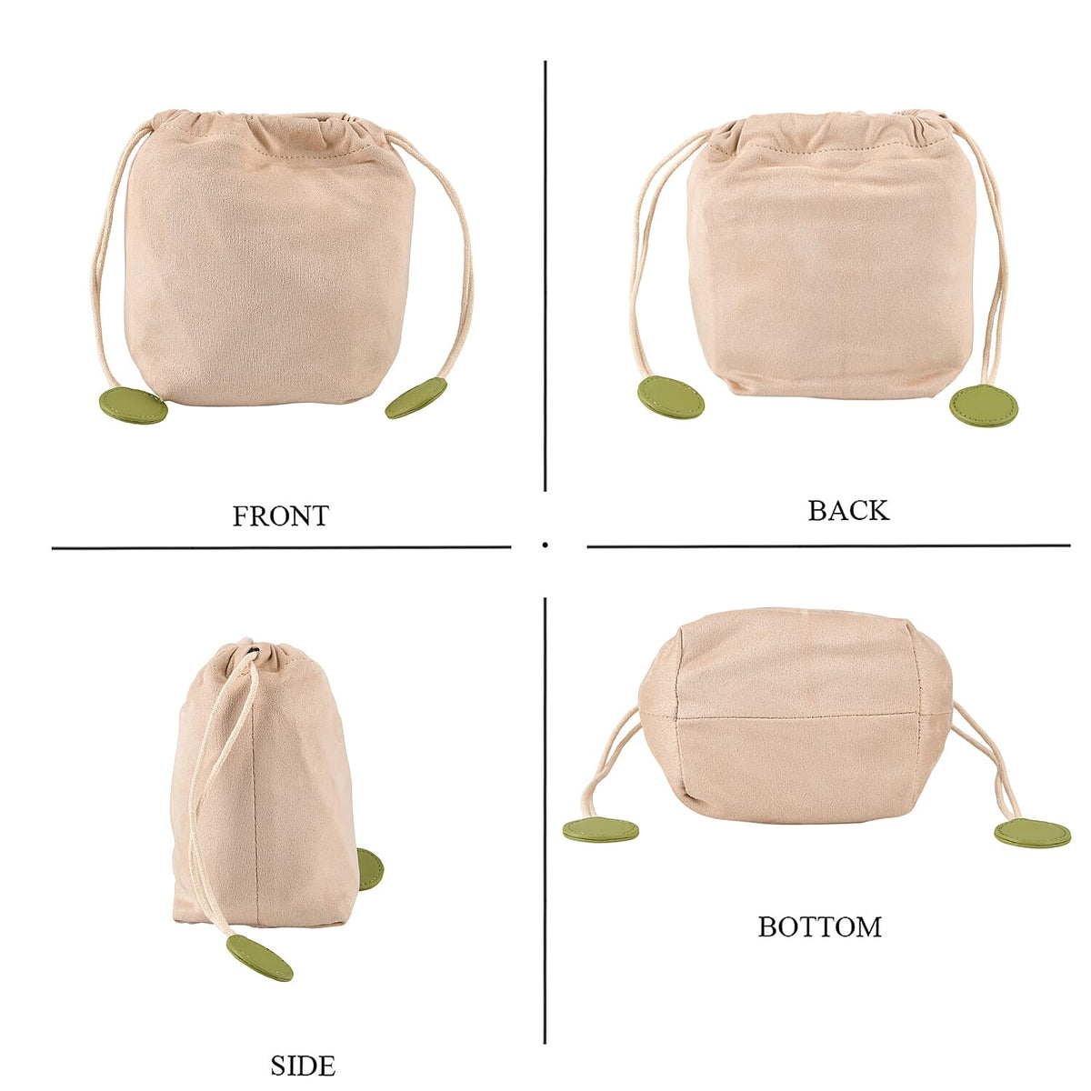 Designer Inspired Finest Italian Leather Bucket Bag with Internal Drawstring Pouch &amp; Shoulder Strap - Green 8479761 9