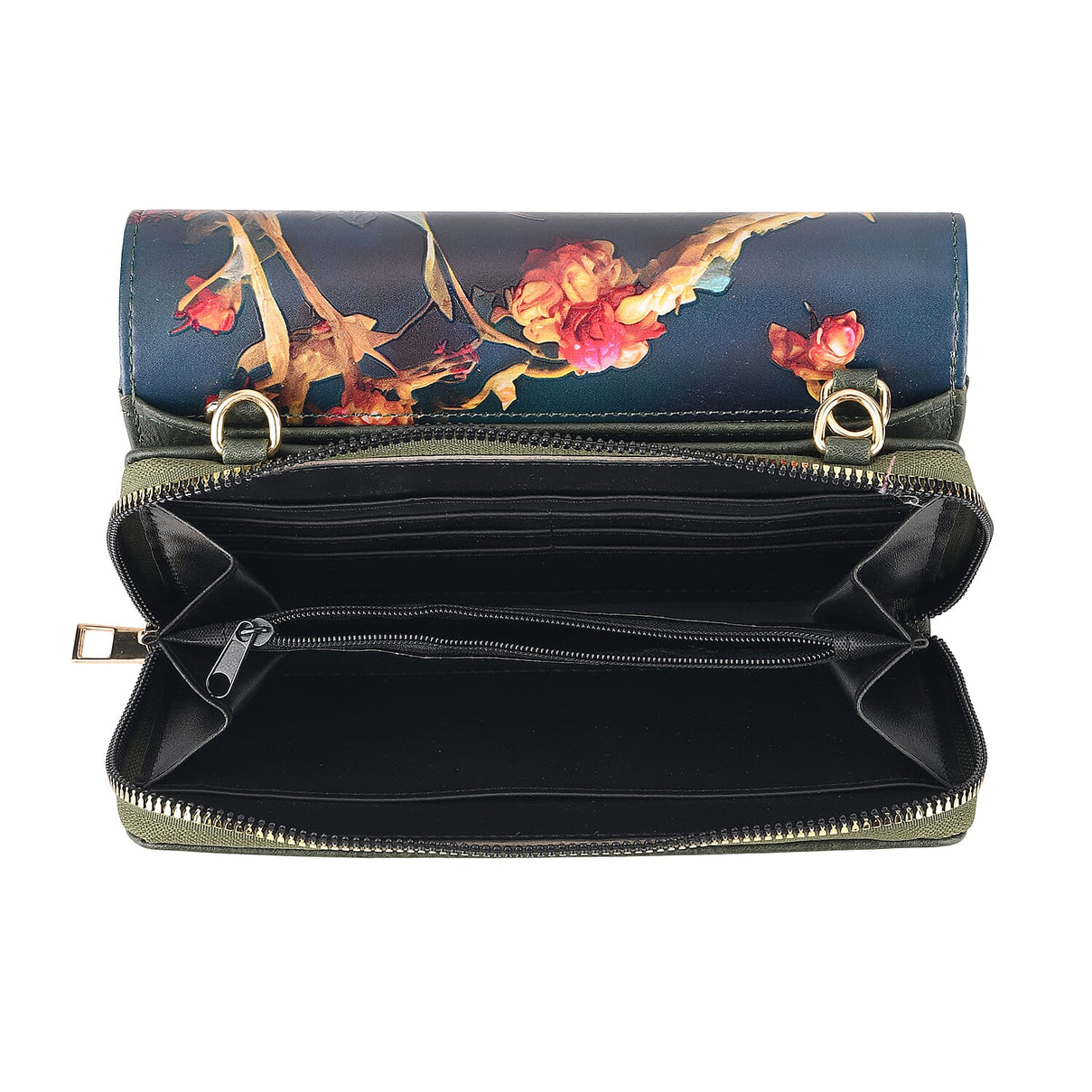 Designer-Inspired RFID-Protected Flower Print Shoulder Bag with a Magnetic Detachable Wallet - Chain Strap included  - Cornish Floral V32519683 8