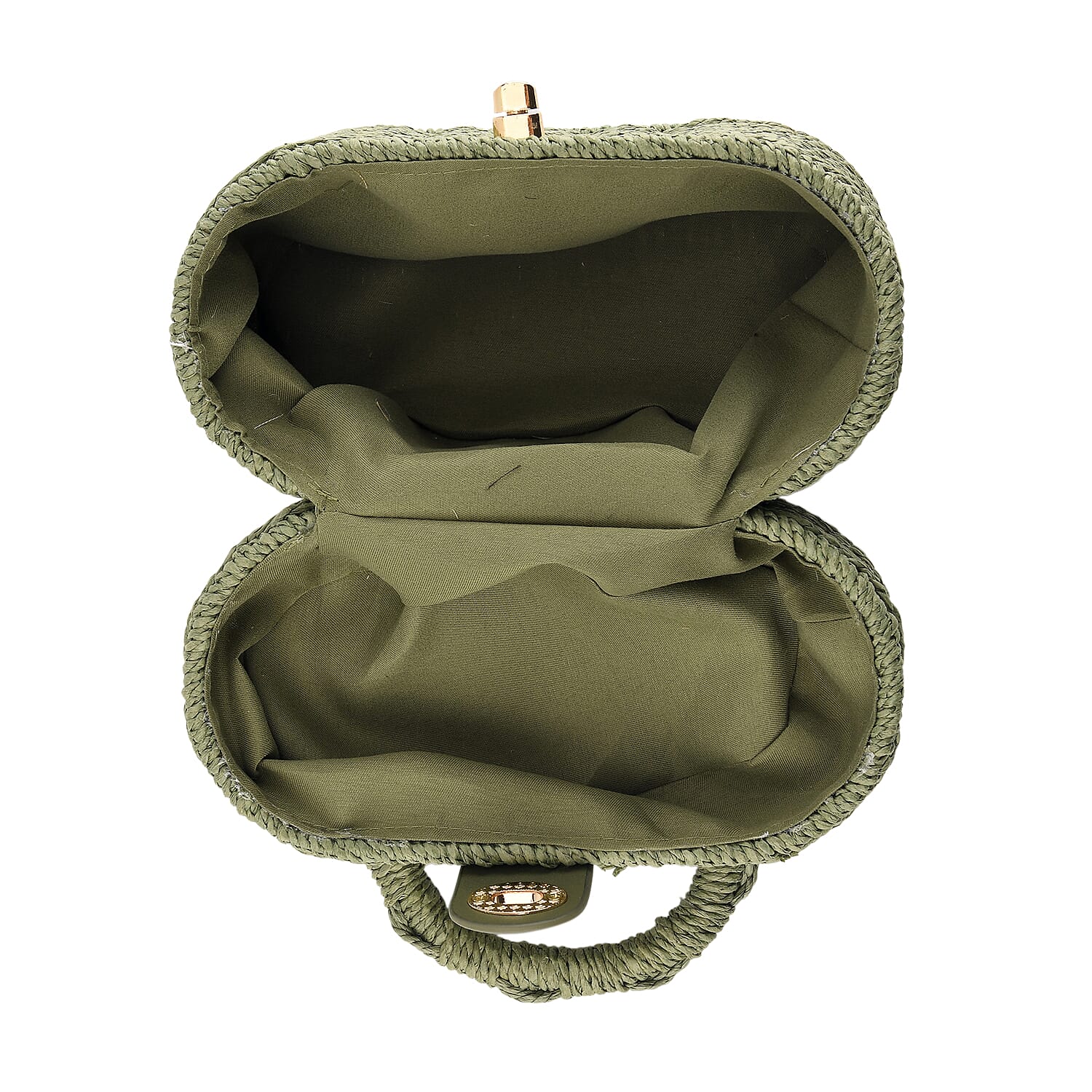 Vintage Style Straw Box Bag with Twist-Lock Clasp &amp; Gold Chain Strap - Green. V32514179 6