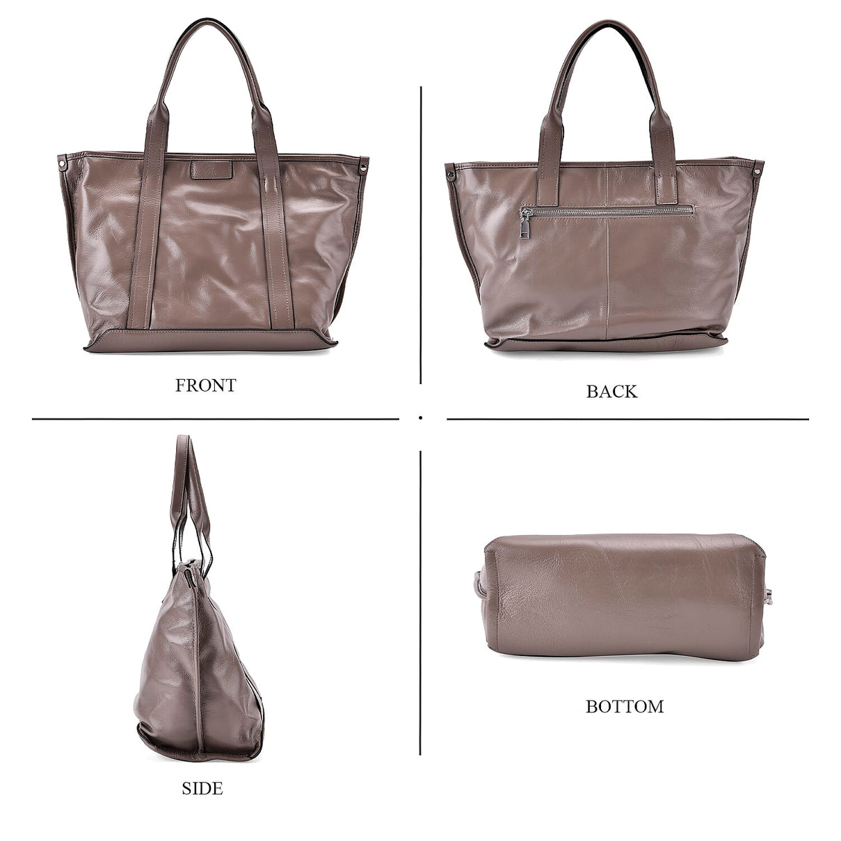 Closeout Deal Genuine Leather Tote Bag with Detachable Shoulder Strap - Grey 8031653 7