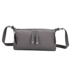 100% Genuine Leather  Full Grain Crossbody Bag with Adjustable Strap - Grey