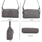 100% Genuine Leather  Full Grain Crossbody Bag with Adjustable Strap - Grey