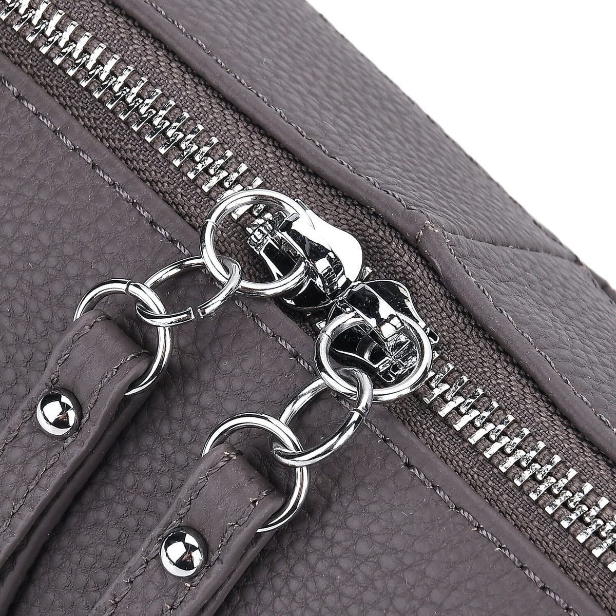 100% Genuine Leather  Full Grain Crossbody Bag with Adjustable Strap - Grey 8160705 7