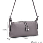 100% Genuine Leather  Full Grain Crossbody Bag with Adjustable Strap - Grey