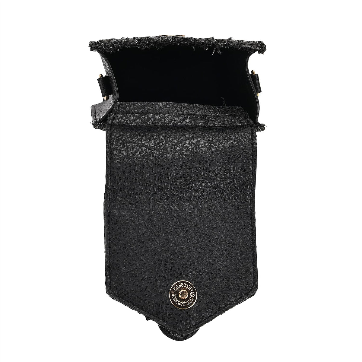 Boho Braided Texture Crossbody Bag with Buckle Flap - Black V32637416 5