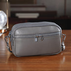 Genuine Leather Designer Minimalist Shoulder Bag - Grey