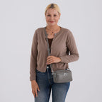 Genuine Leather Designer Minimalist Shoulder Bag - Grey