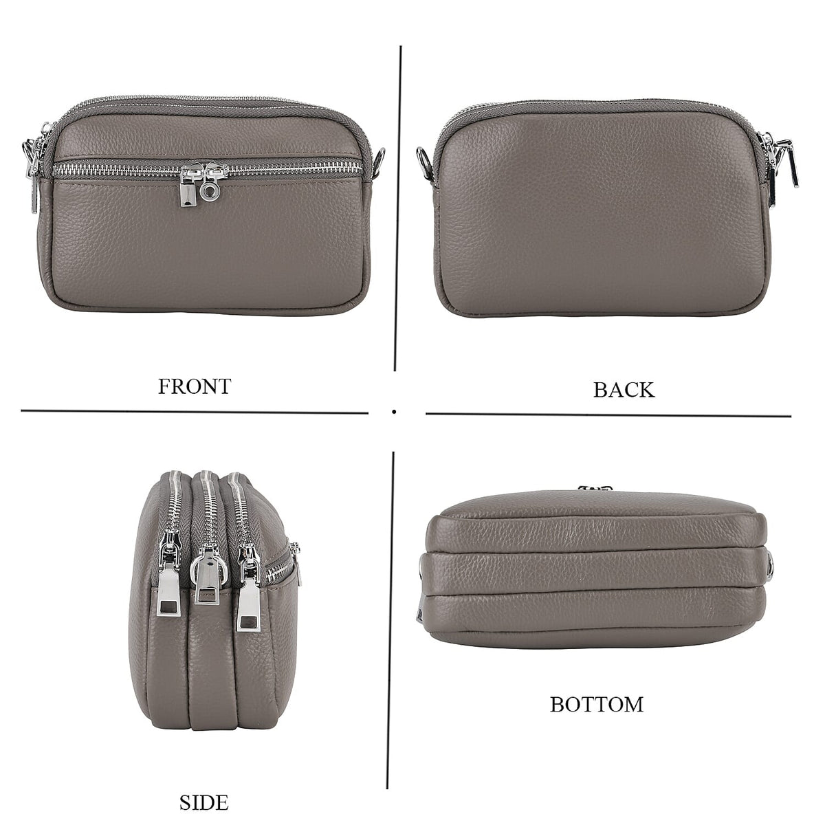 Genuine Leather Designer Minimalist Shoulder Bag - Grey V32604563 5