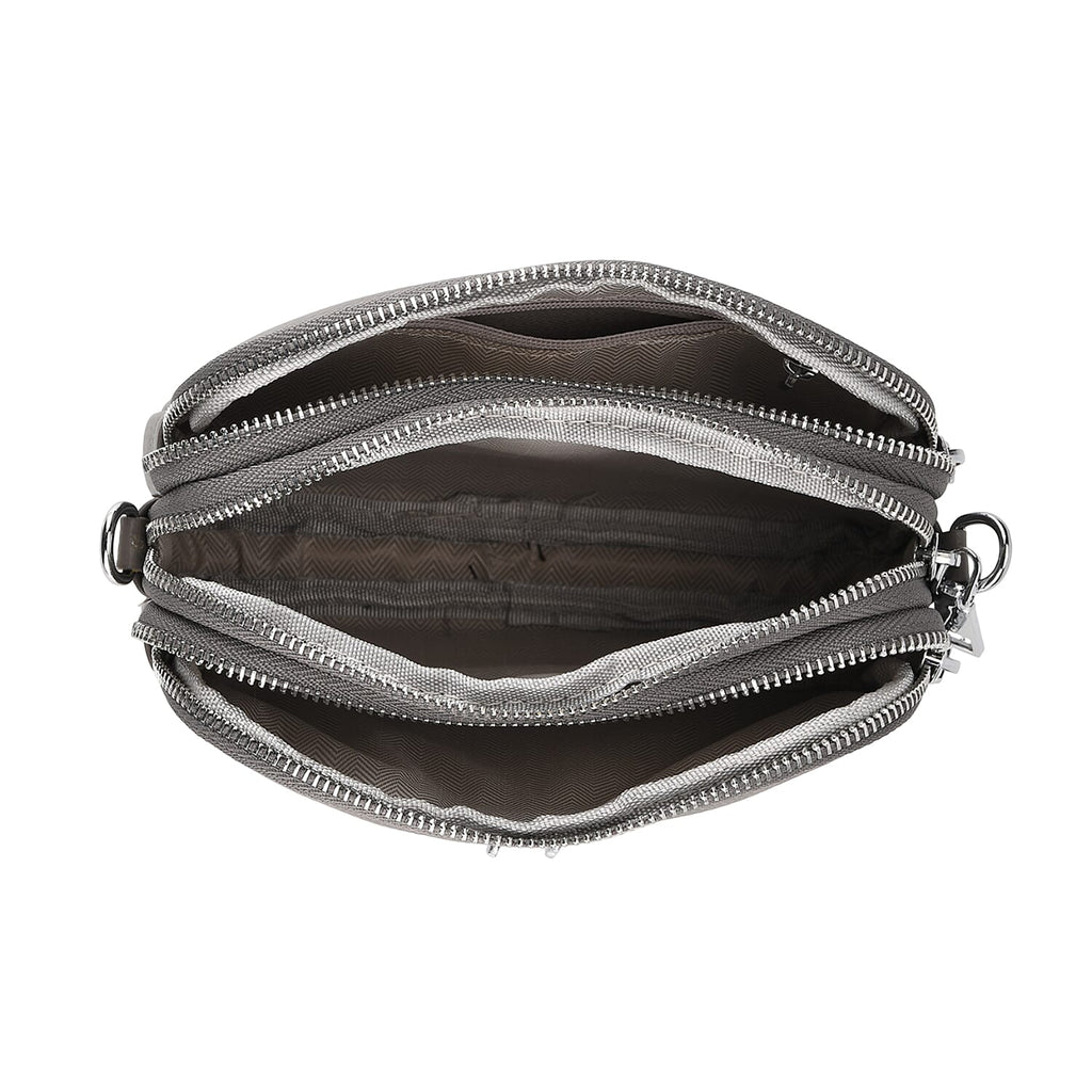 Genuine Leather Designer Minimalist Shoulder Bag - Grey